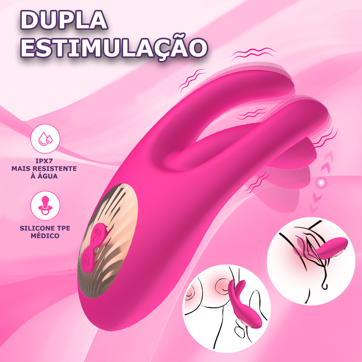 Vibrador com Movimento de Dedilhar e Estimulador de Clitóris (BD-2301) recarregável — foto 4