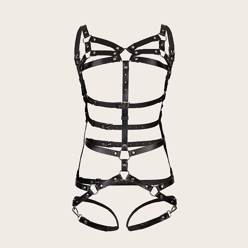 Harness Corporal Estruturado em Couro e Argolas Metálicas (9279) — foto 6