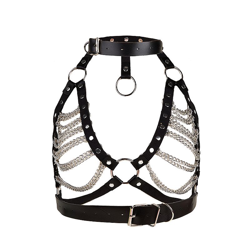 Harness com Contorno de Busto em C0ur0 com Correntes (9296)