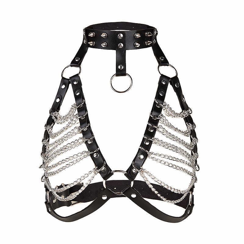Harness com Contorno de Busto em C0ur0 com Correntes (9296)