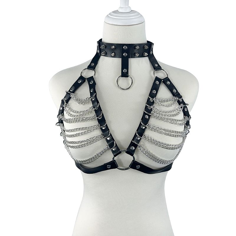 Harness com Contorno de Busto em C0ur0 com Correntes (9296)