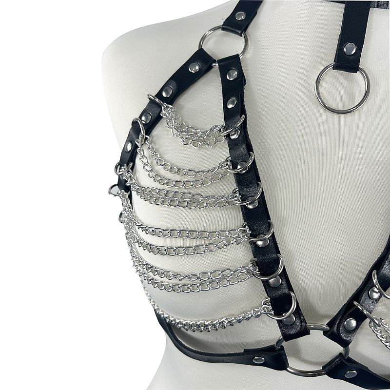 Harness com Contorno de Busto em C0ur0 com Correntes (9296)