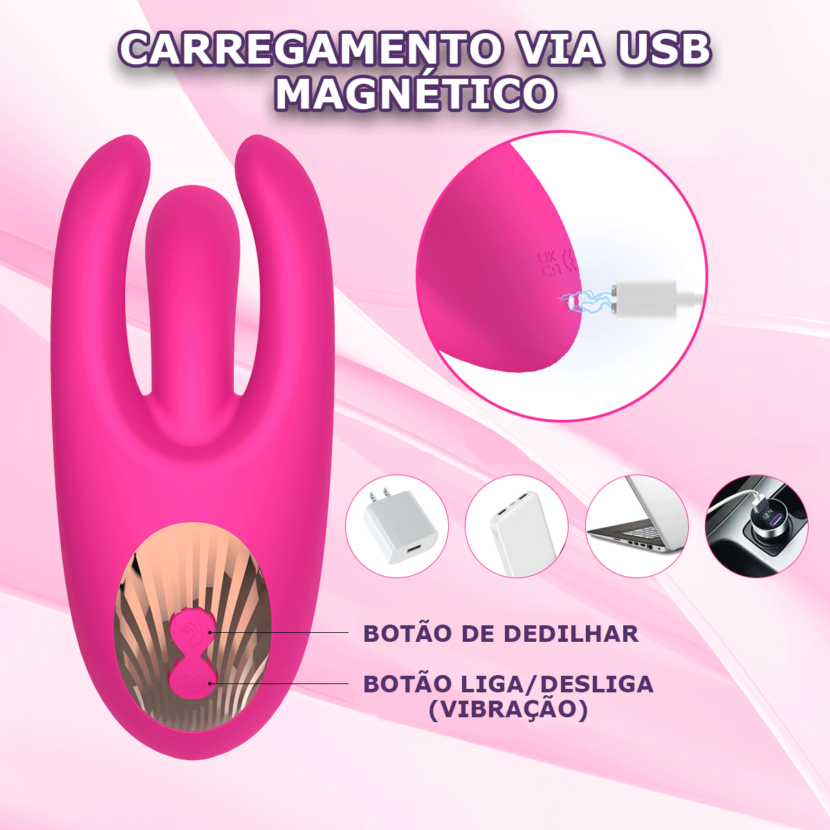 Vibrador com Movimento de Dedilhar e Estimulador de Clitóris (BD-2301) recarregável — foto 6