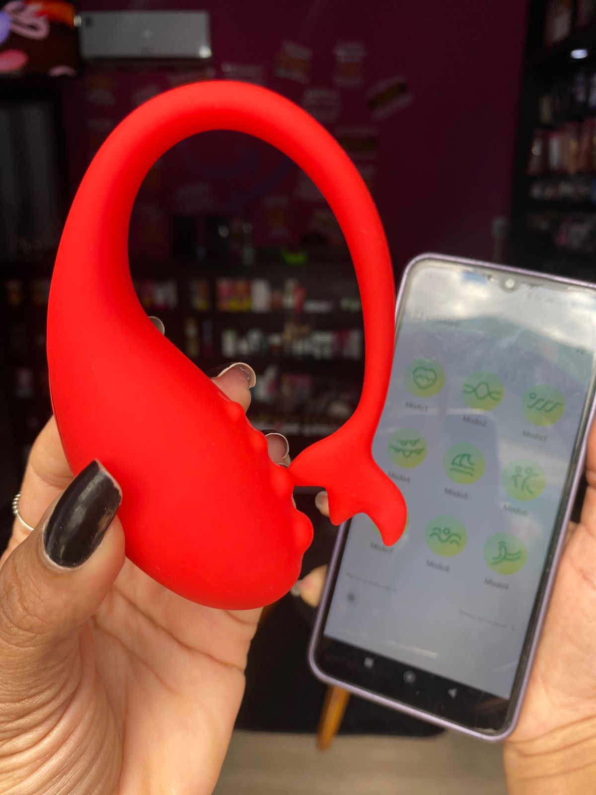 3st1mul4d0r Ponto G por aplicativo de celular 9 intensidades (Ov056) recarregável