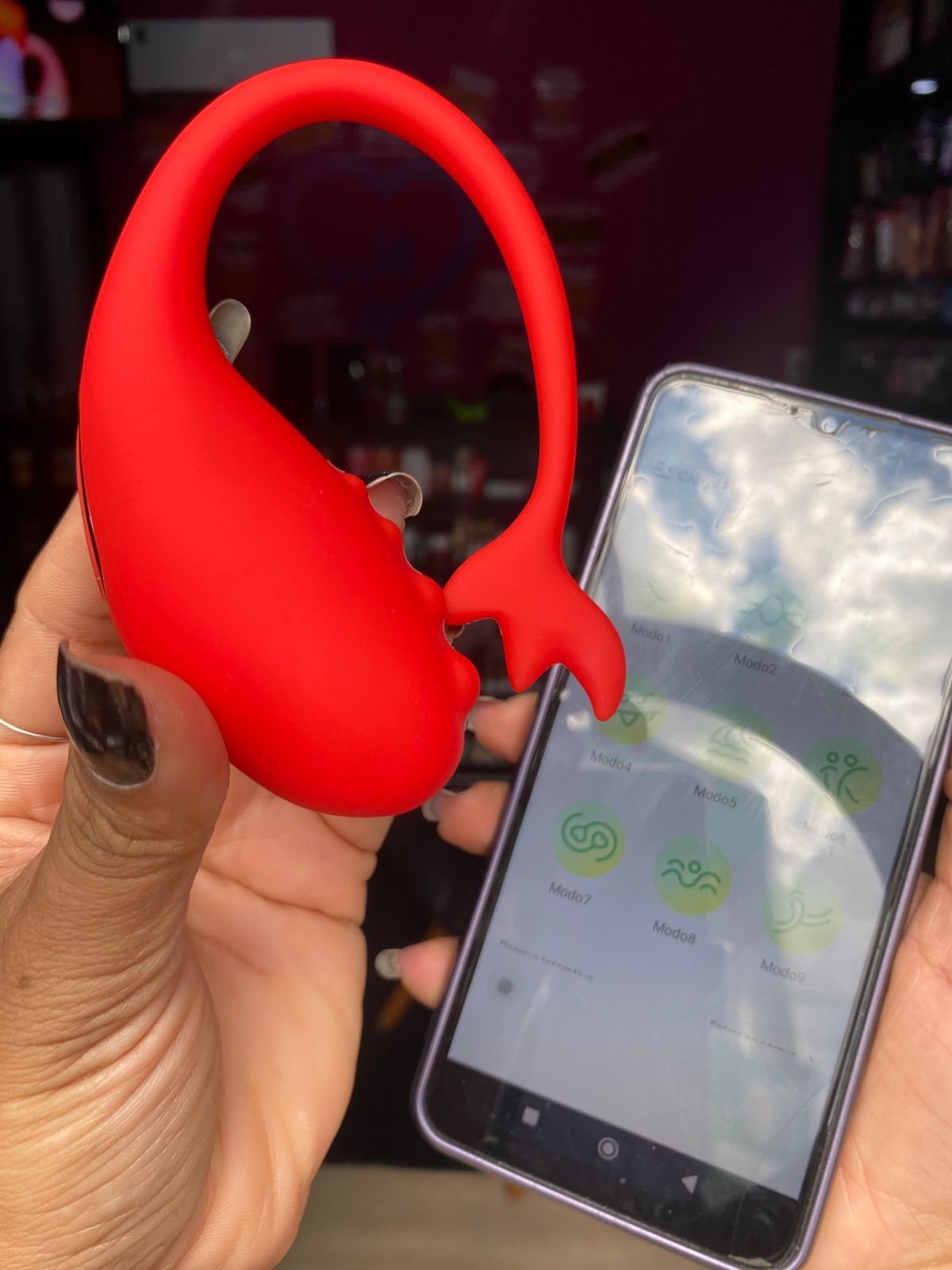 3st1mul4d0r Ponto G por aplicativo de celular 9 intensidades (Ov056) recarregável