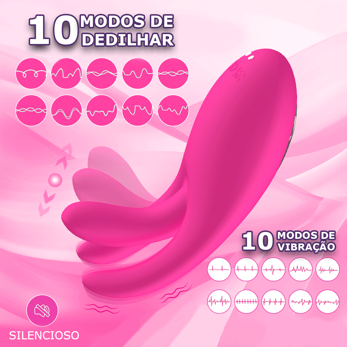 Vibrador com Movimento de Dedilhar e Estimulador de Clitóris (BD-2301) recarregável — foto 11