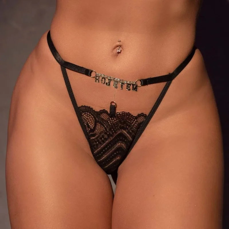 Fio Dental Preto Frases hoje tem Strass (6324)