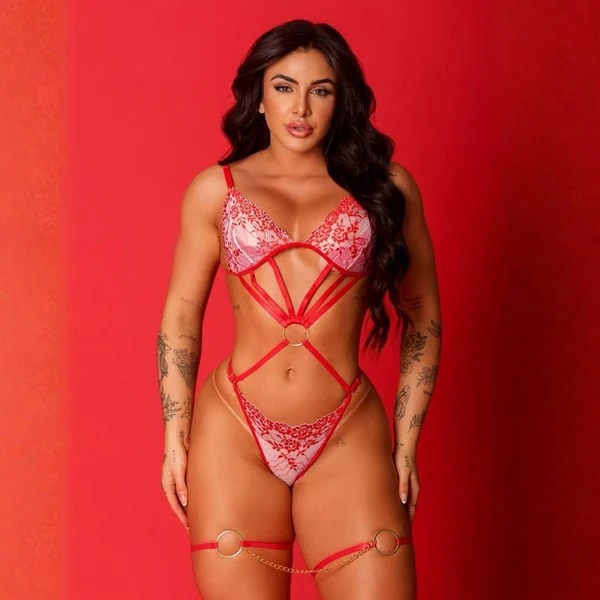 Body Radiante Com Argola Central E Perneira