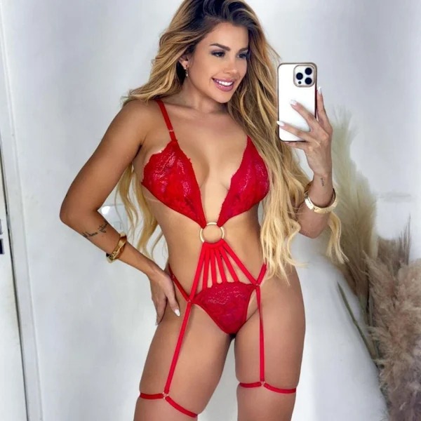 Body S3nsu4l Em Renda Atrevidinha Mil Toques