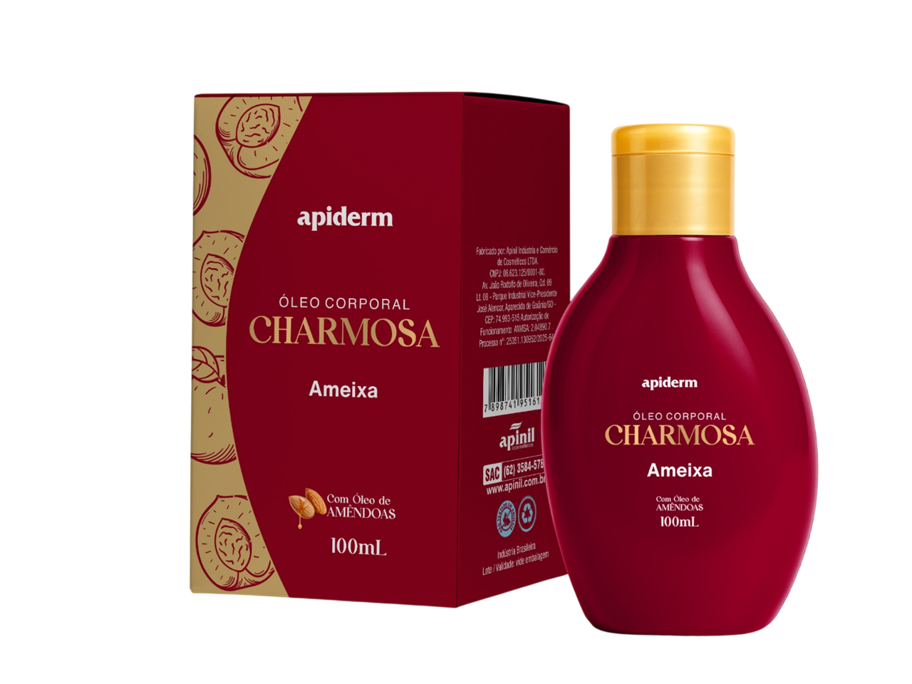 Óleo Corporal Apiderm 100ml ameixa - Apinil