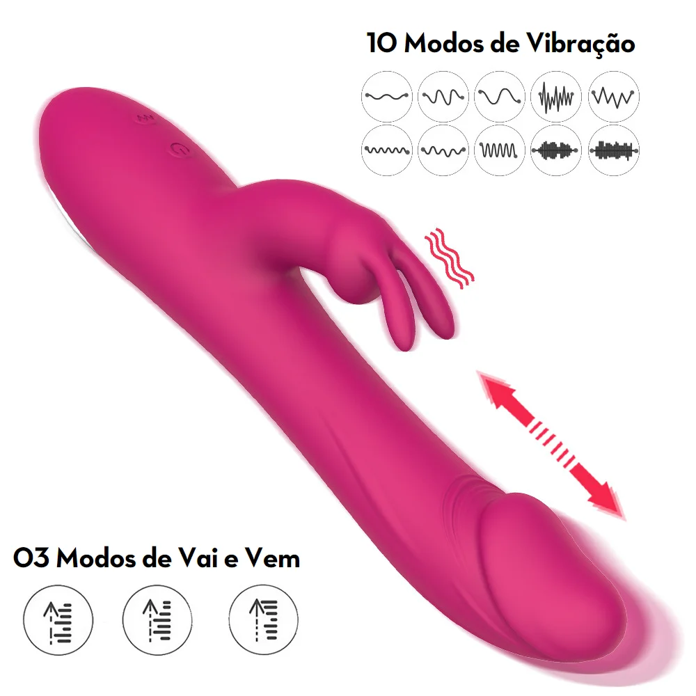 vibrador vai e vem com estimulo no ponto g e clitóris 10 intensidades (1329) recarregável — foto 3