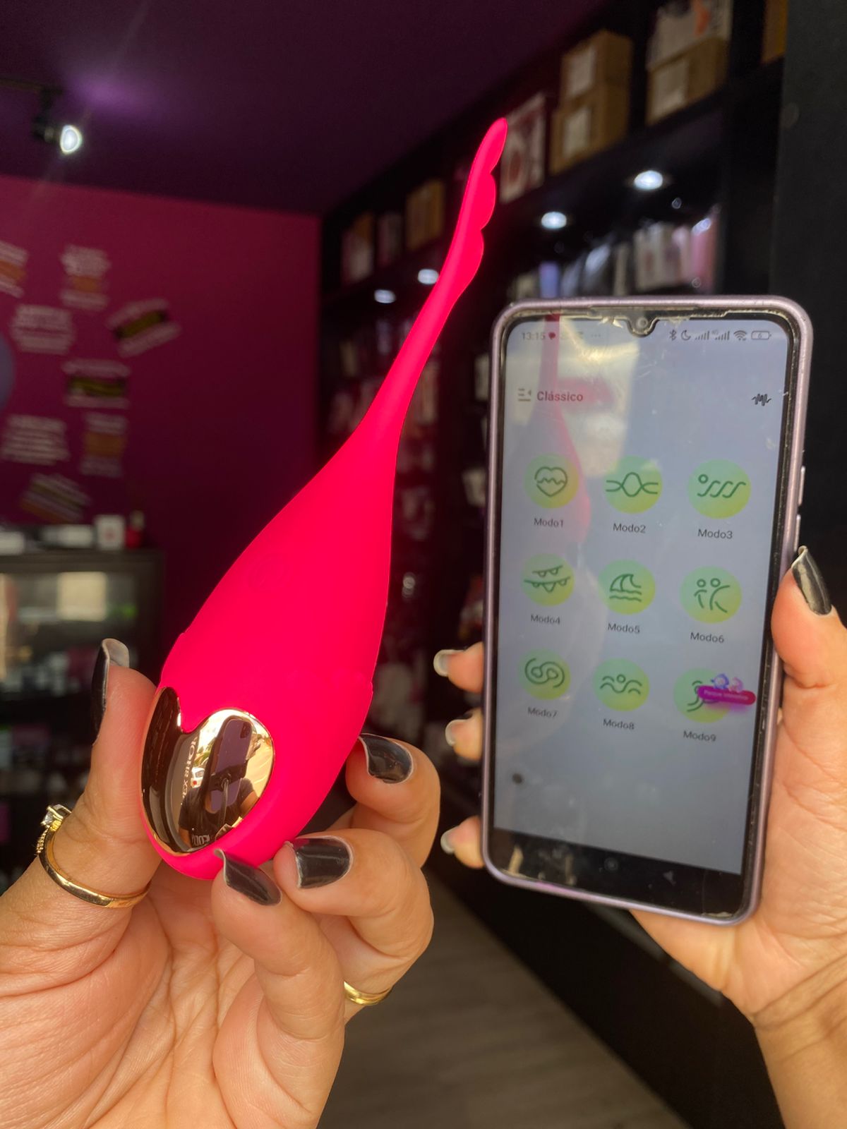 Cápsula v1br4t0r14 em formato de peixe por aplicativo - 10 intensidades (2153) recarregável