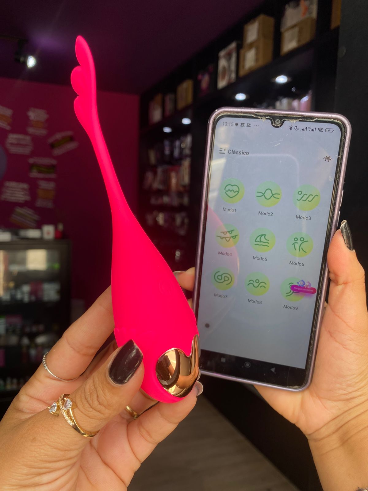 Cápsula v1br4t0r14 em formato de peixe por aplicativo - 10 intensidades (2153) recarregável