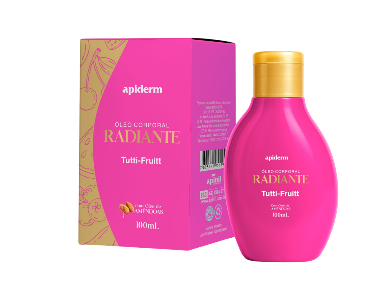 Óleo Corporal Apiderm 100ml tutti-frutti - Apinil