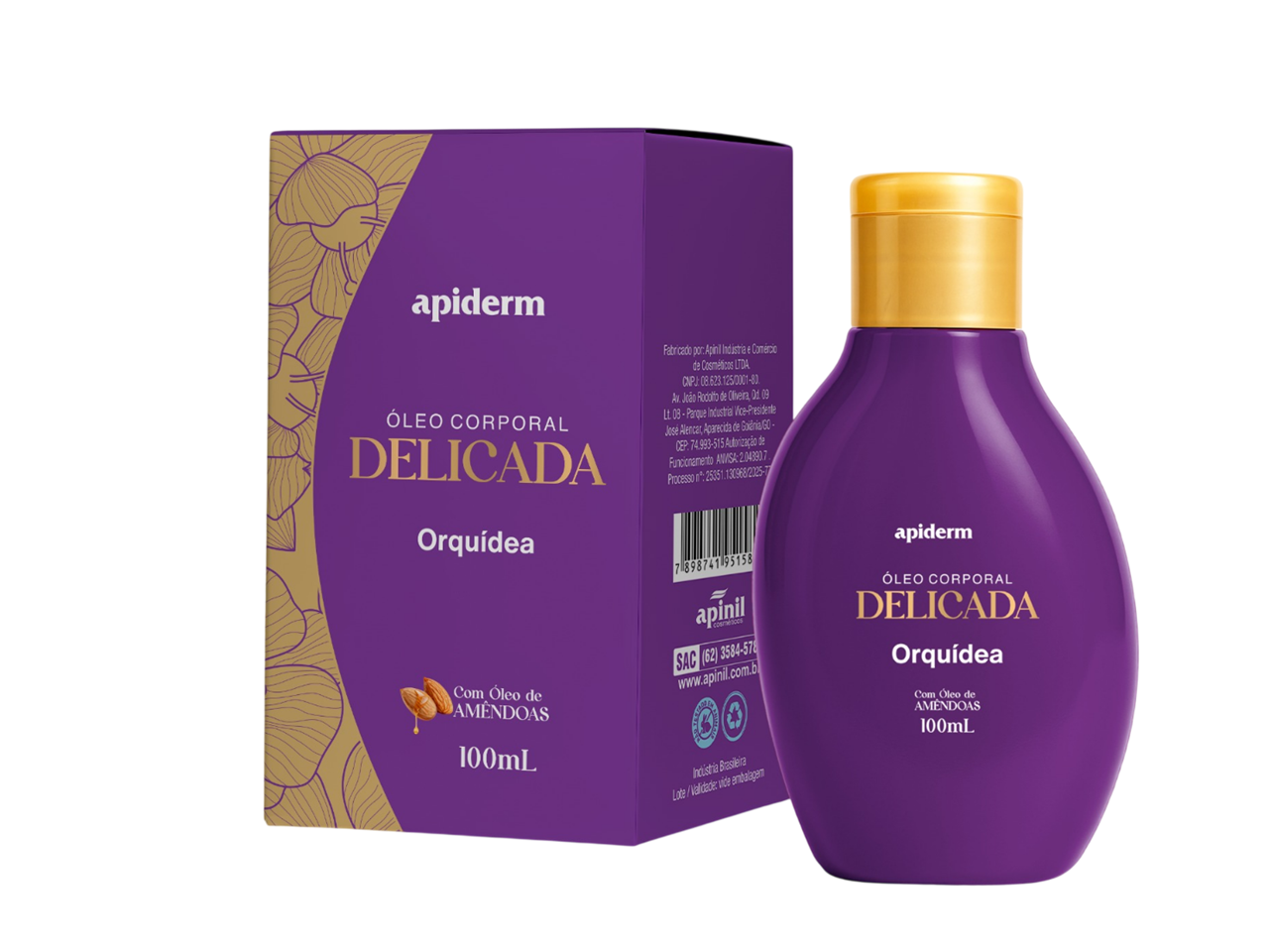 Óleo Corporal Apiderm 100ml orquídea - Apinil