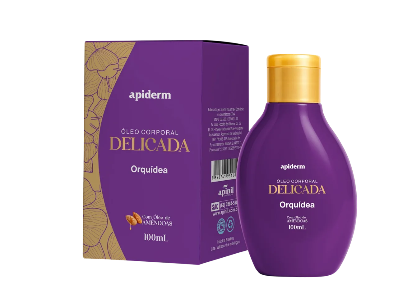 Óleo Corporal Apiderm 100ml orquídea - Apinil