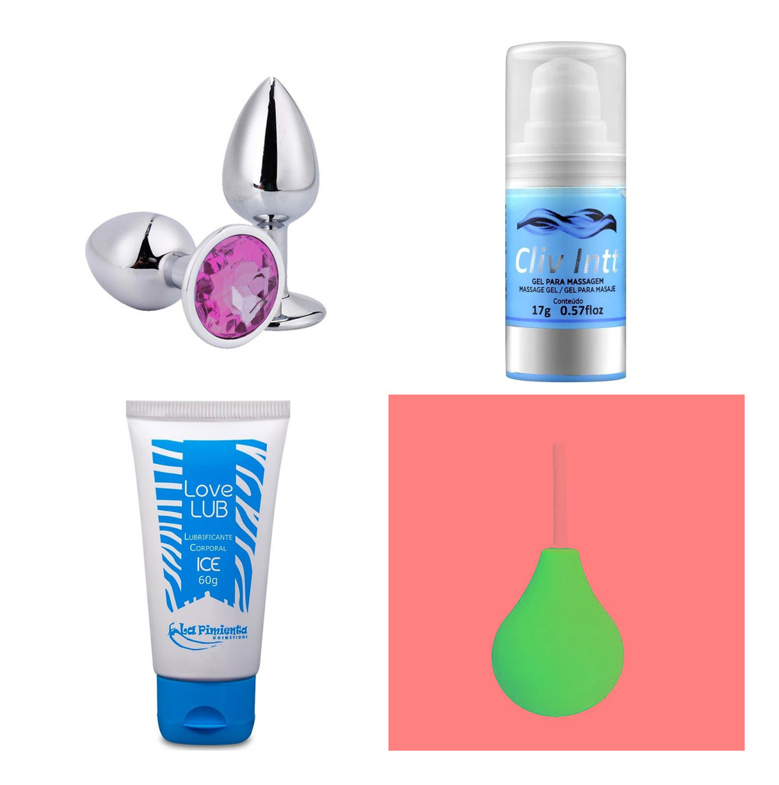 Plug 4n4l tamanho P + anestesico extra forte cliv + lubr1f1c4nt3 ice + ducha higiênica