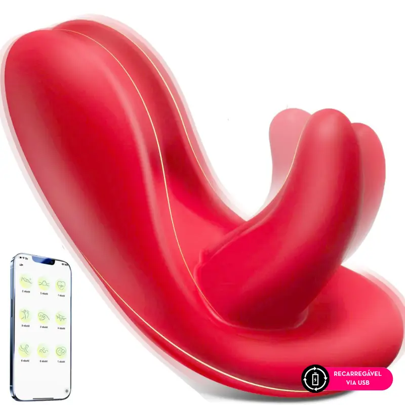 V1br4d0r de calcinha power em formato de boca por aplicativo (3008) recarregável