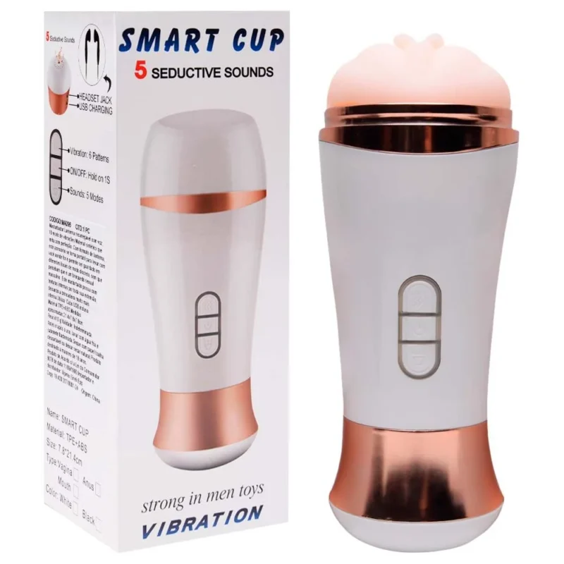 Masturbador Vagina Com Voz 10 Vibrações Smart Cup (MA095) recarregável