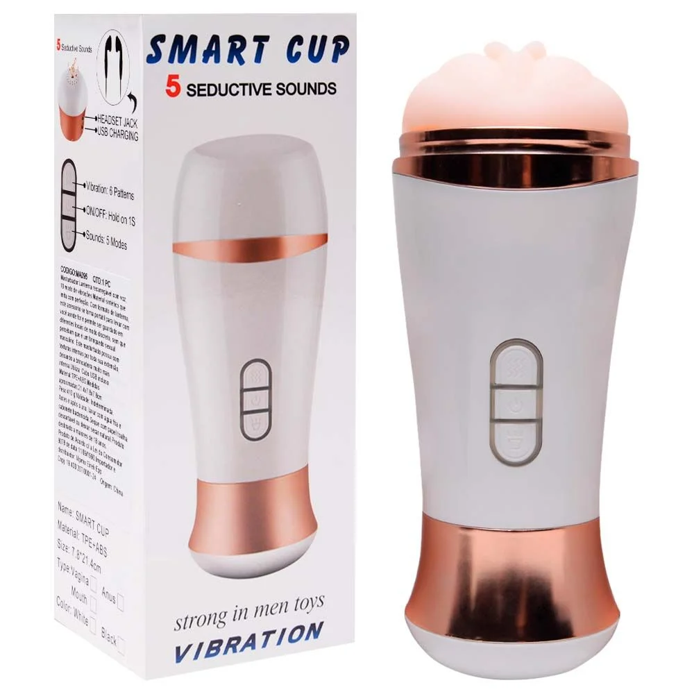 M4sturb4d0r V4g1n4 Com Voz 10 Vibrações Smart Cup (MA095) recarregável