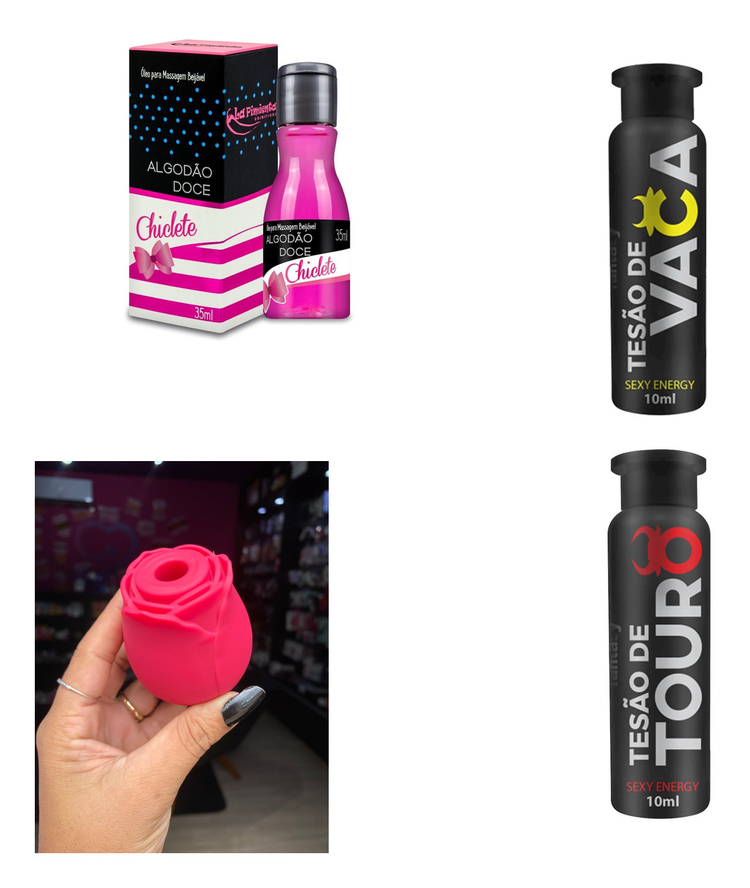 Rosa do 0rg4sm0 + Gel comestível Chiclete HoT + t3s40 de vaca + T3s40 De touro