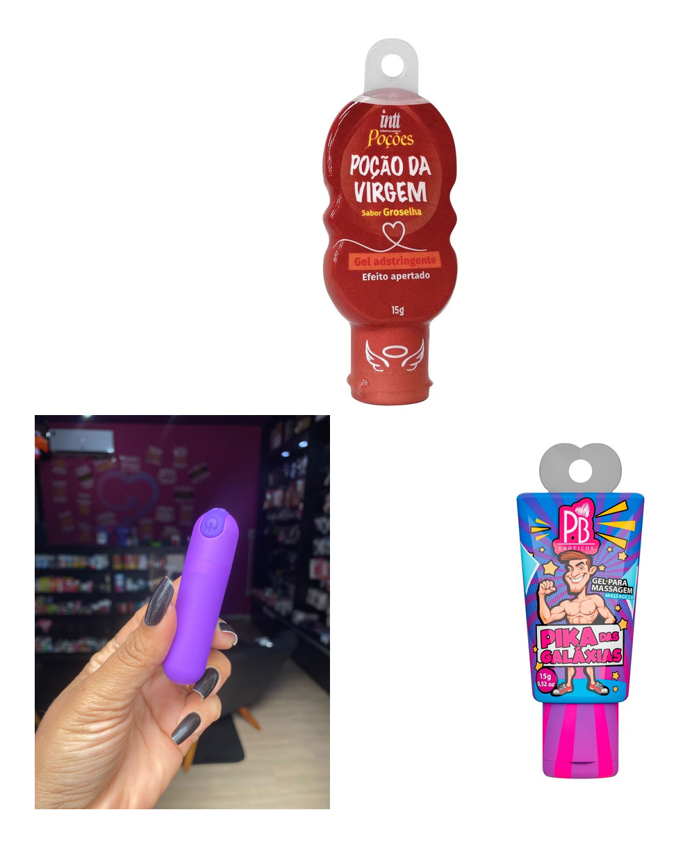 poção da virgem adstringente + hardvibra bull3t recarregável + pika das galáxias excitante masculino