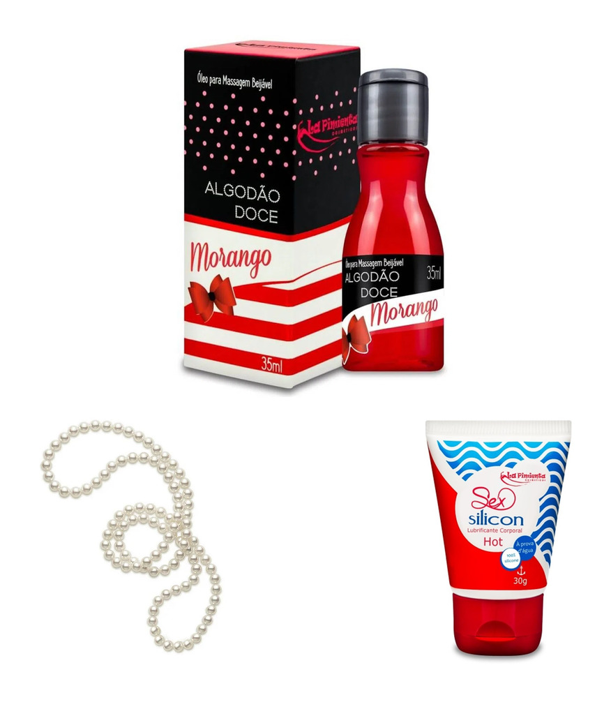 Gel comestivel + colar de pérolas + lubr1f1c4nt3 de silicone