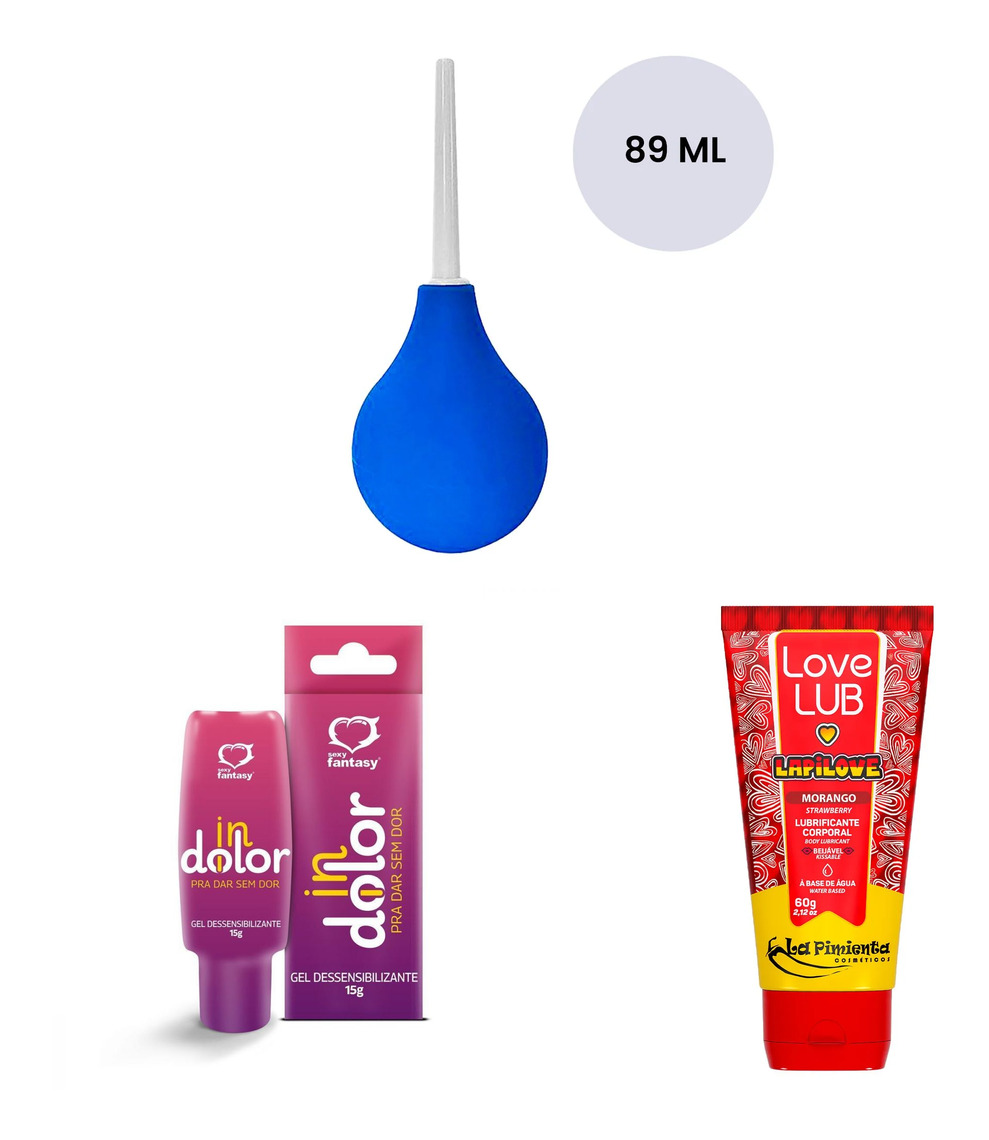 Ducha 4n4l + lubr1f1c4nt3 de morango + anestésico 4n4l