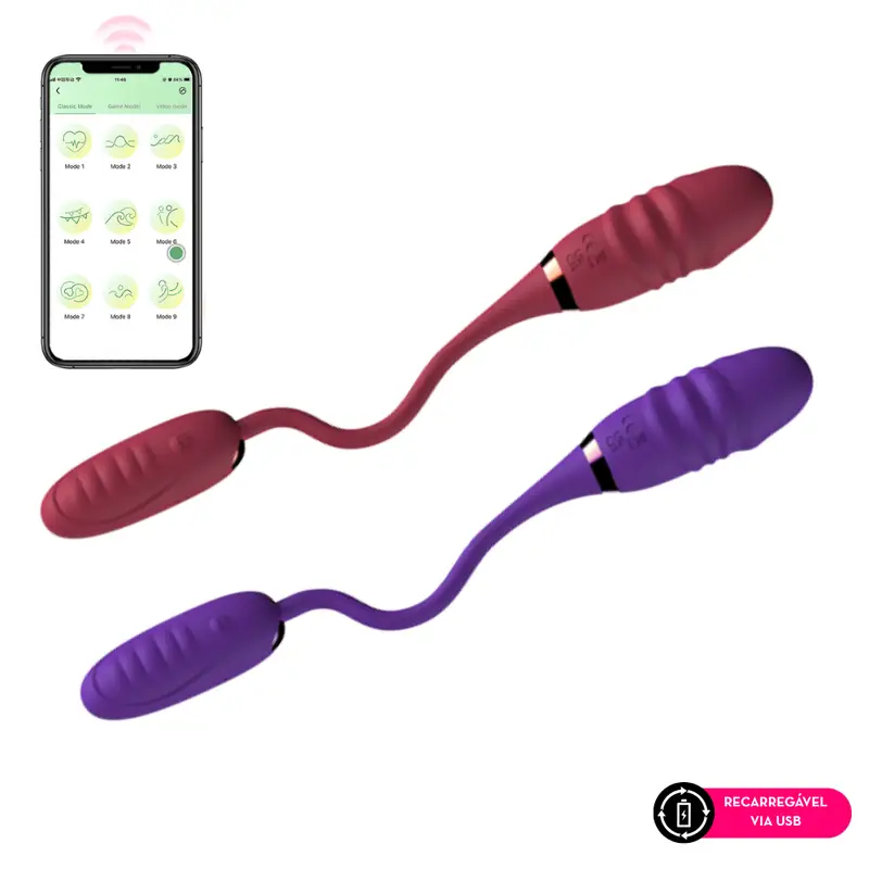 Cápsula vibratória dupla por aplicativo (2278) recarregável — foto 2