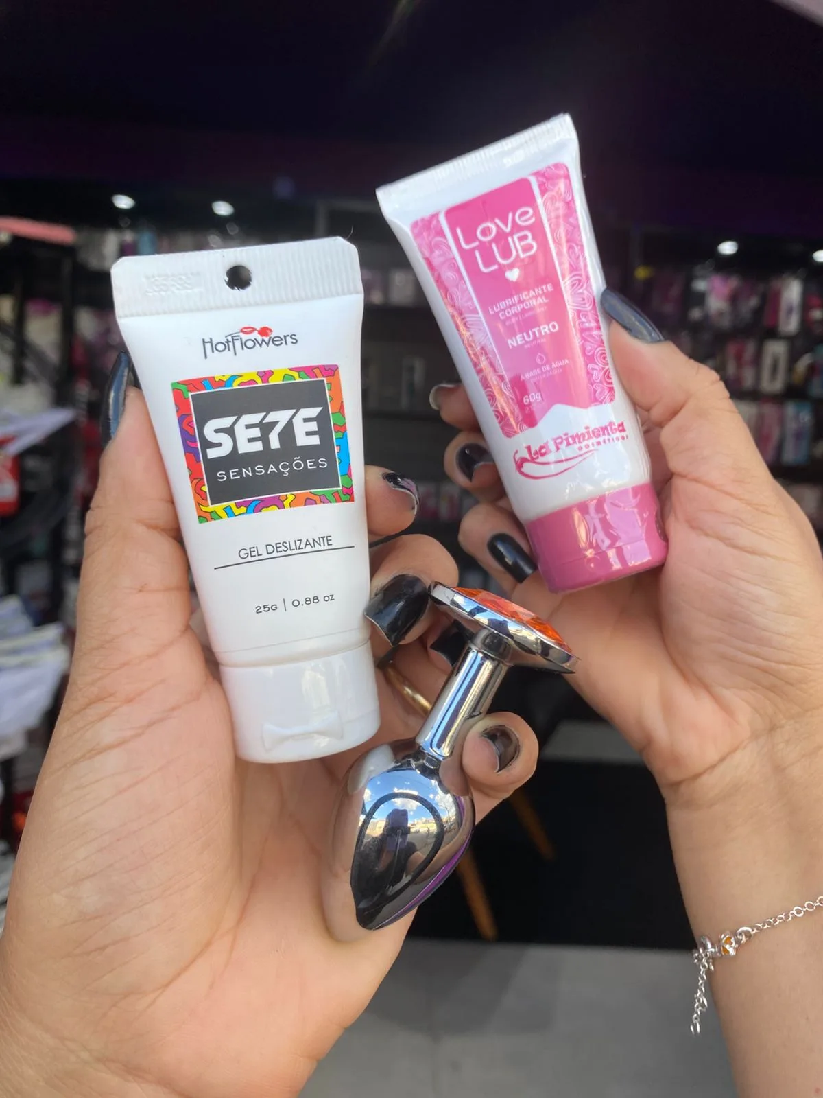 sete sensações dessensibilizante + lubrificante neutro + plug (m)