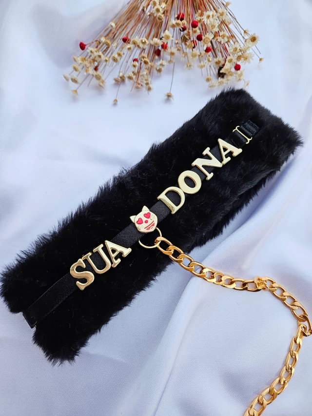 COLEIRA PELÚCIA - PERSONALIZAVEL (letras não inclusas) — foto 2