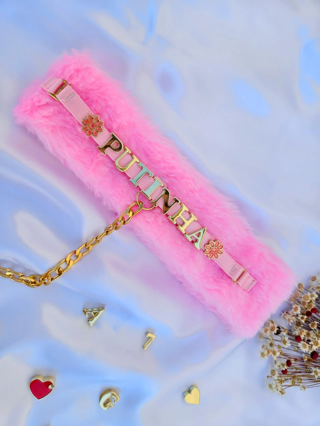 COLEIRA PELÚCIA - PERSONALIZAVEL (letras não inclusas) — foto 2