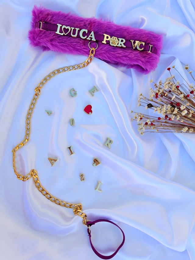 COLEIRA PELÚCIA - PERSONALIZAVEL (letras não inclusas) — foto 1