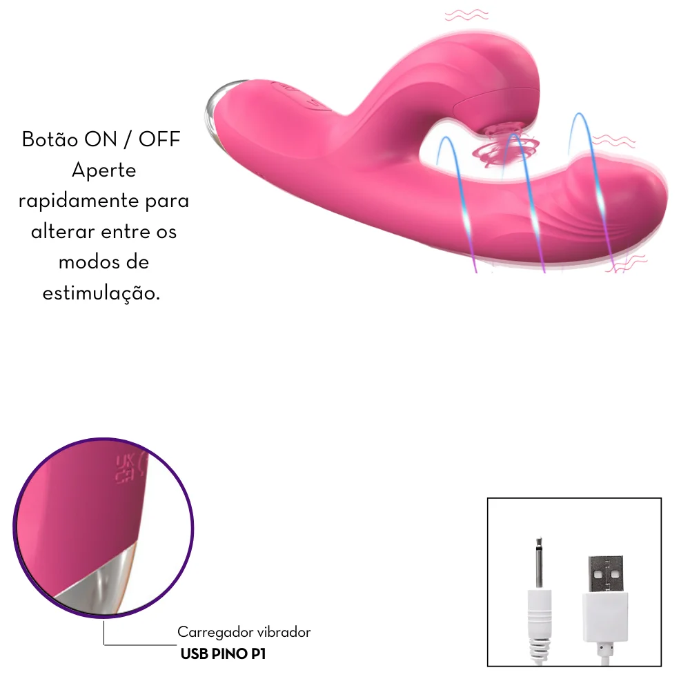 Vibrador ponto G com estimulador clitoriano com Tecnologia de Vibroar (5212) recarregavel — foto 2