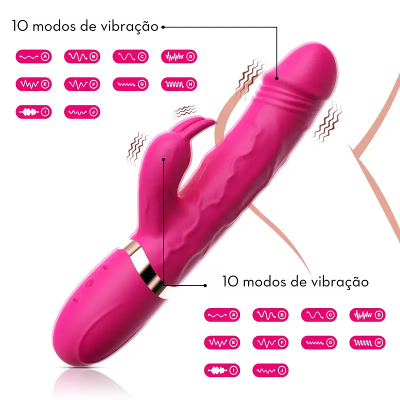 Vibrador com estimulador rabbit (4233) cor bege - recarregavel — foto 2
