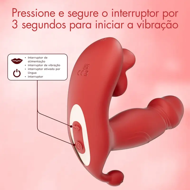 Vibrador 3 em 1 por aplicativo de celular (3413) vermelho - recarregavel — foto 7