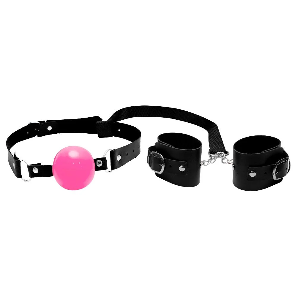 Kit Bracelete Bondagem Com Mordaça Bola (DX522) — foto 1