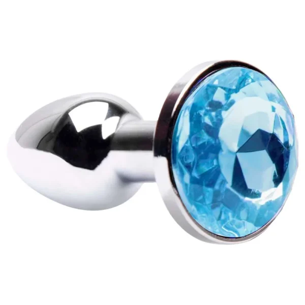 Plug Anal Bem Pequeno com Joia Redonda Tamanho – PP Azul