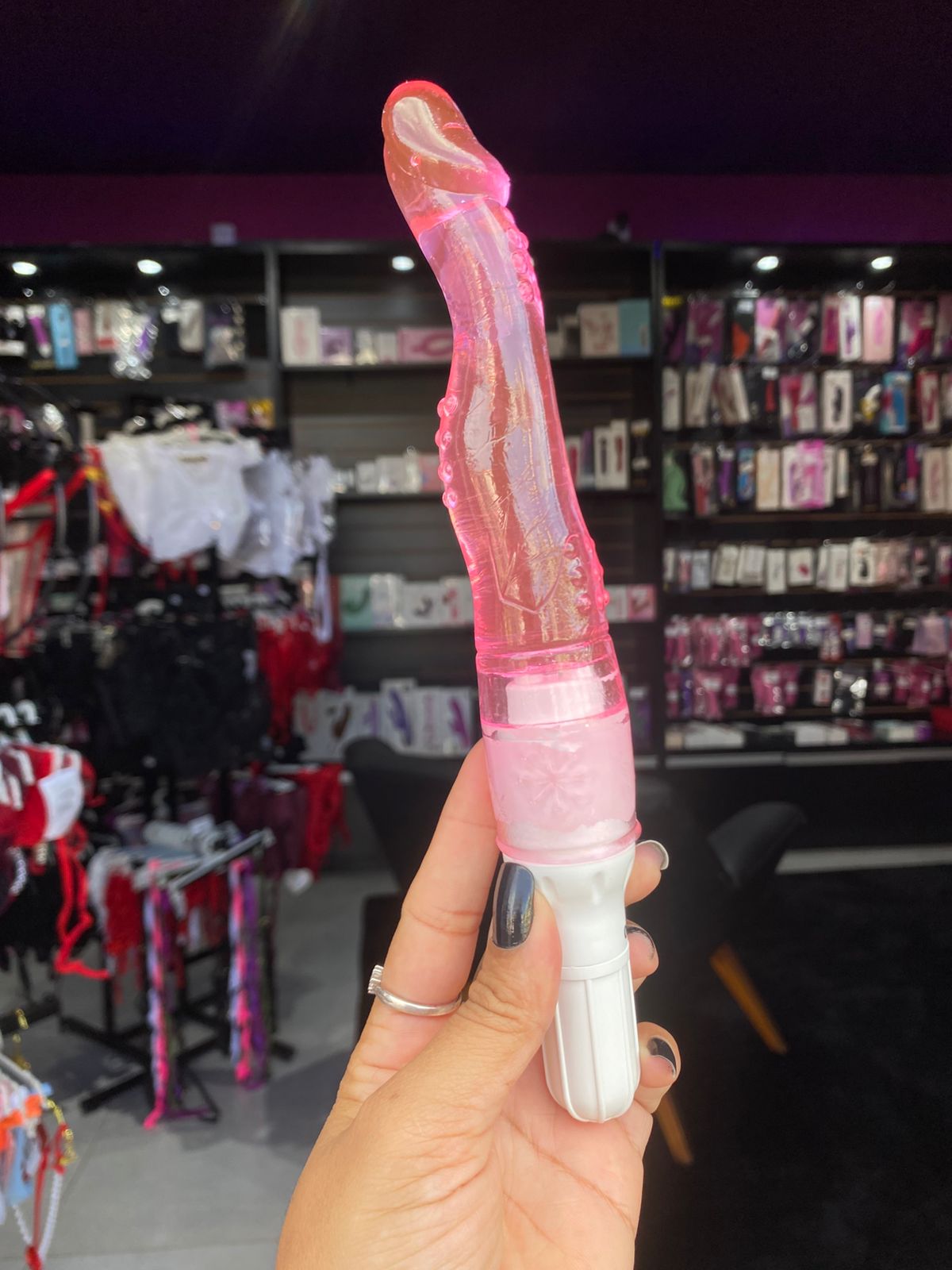 Vibrador Curvo Em Jelly com textura 01 intensidade - pilha — foto 2