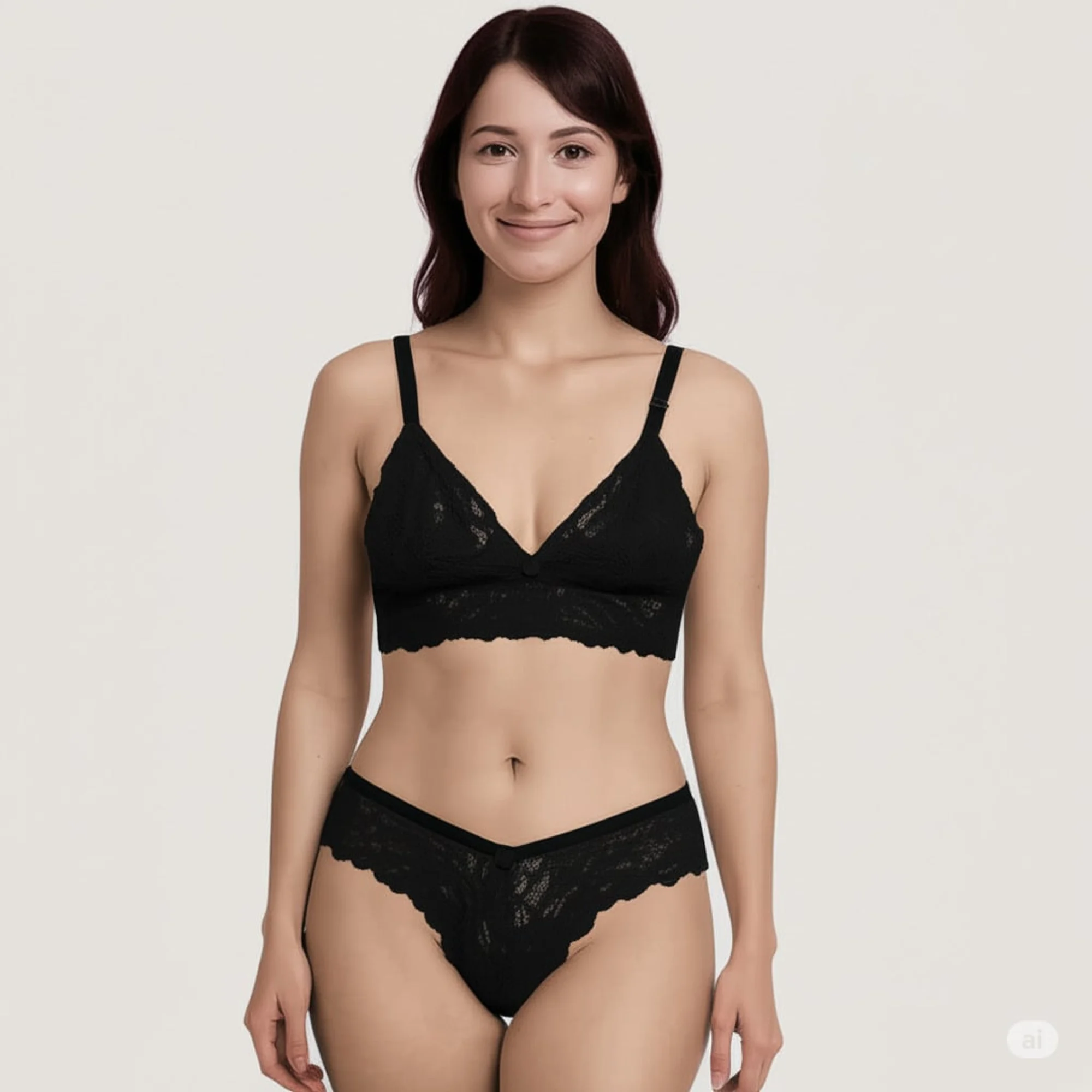 Conjunto Renda preto com vermelho - tamanho M — foto 1