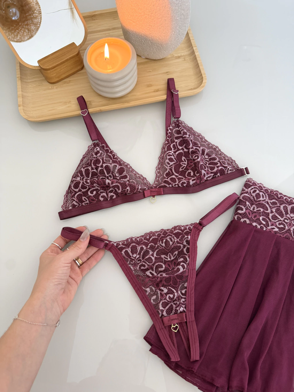 Conjunto 3 Peças Vinho com Branco- tamanho M — foto 1