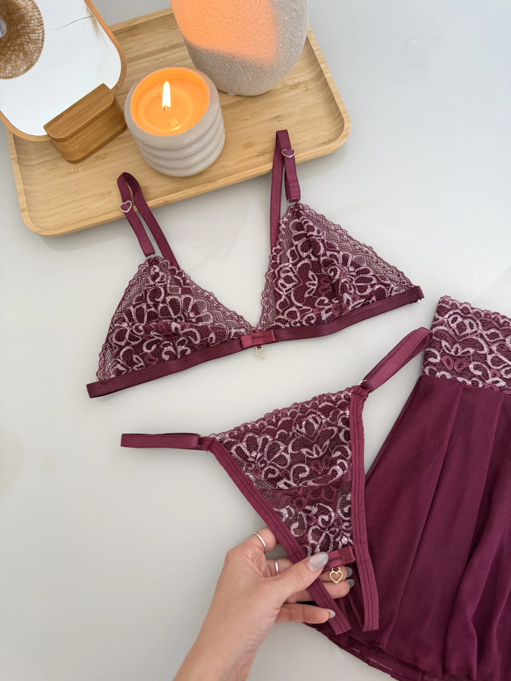 Conjunto 3 Peças Vinho com Branco- tamanho M — foto 7