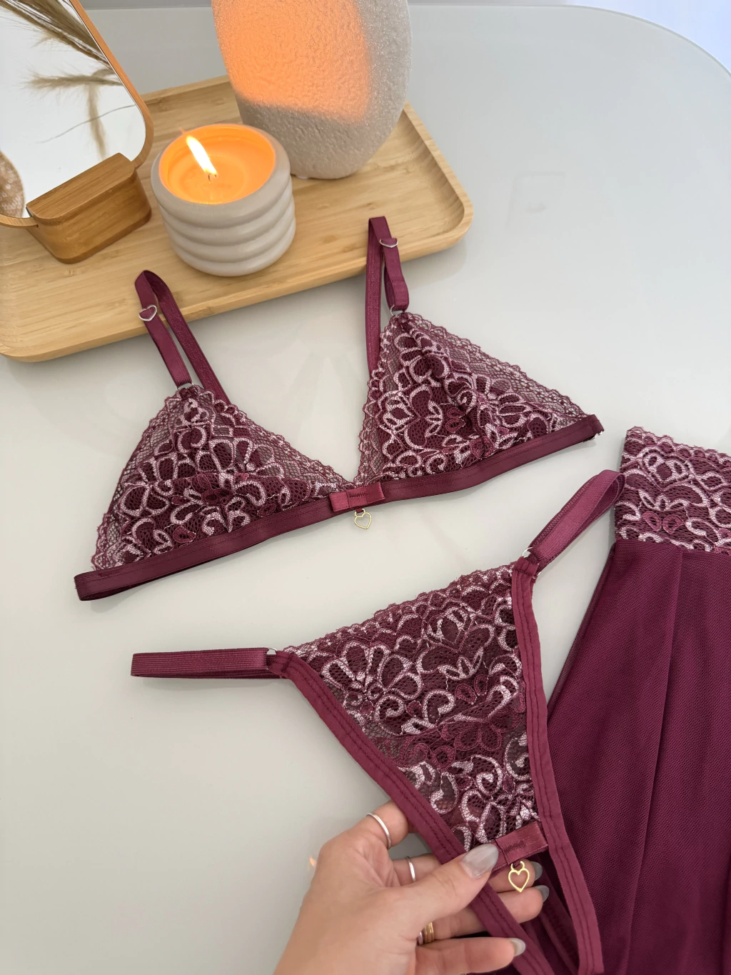 Conjunto 3 Peças Vinho com Branco- tamanho M — foto 4