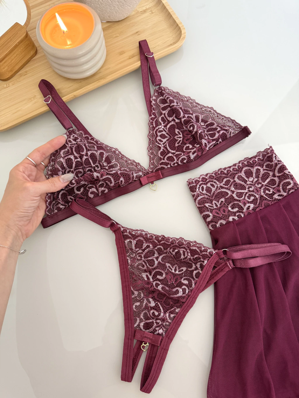 Conjunto 3 Peças Vinho com Branco- tamanho M — foto 2
