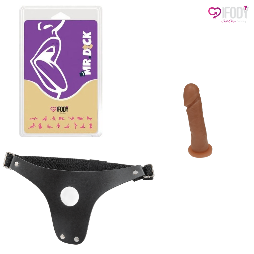Pênis de Borracha 14x3,5cm - Maciça com Cinta - Mr. Dick — foto 1