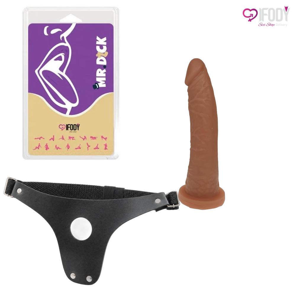 Pênis de Borracha 17x3,5cm - Maciça com Cinta - Mr. Dick — foto 1
