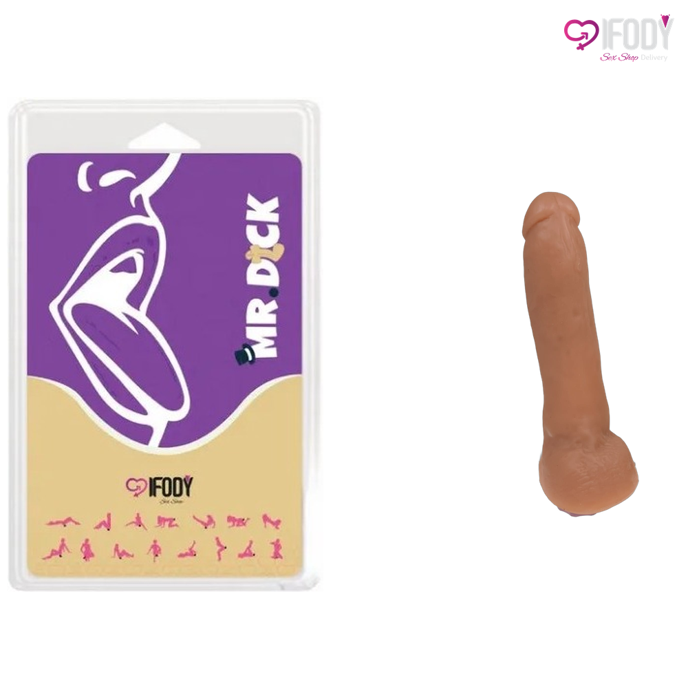 Pênis de Borracha 17x4cm - Vibro Interno Recarregável 10 Vibrações - Mr. Dick — foto 1
