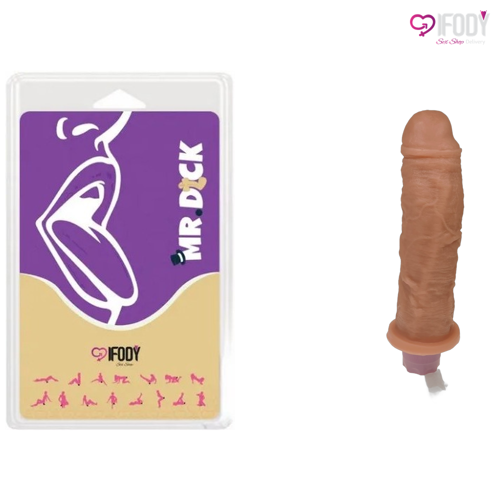 Pênis de Borracha 19x5cm - Vibro Interno Recarregável 10 Vibrações - Mr. Dick — foto 1