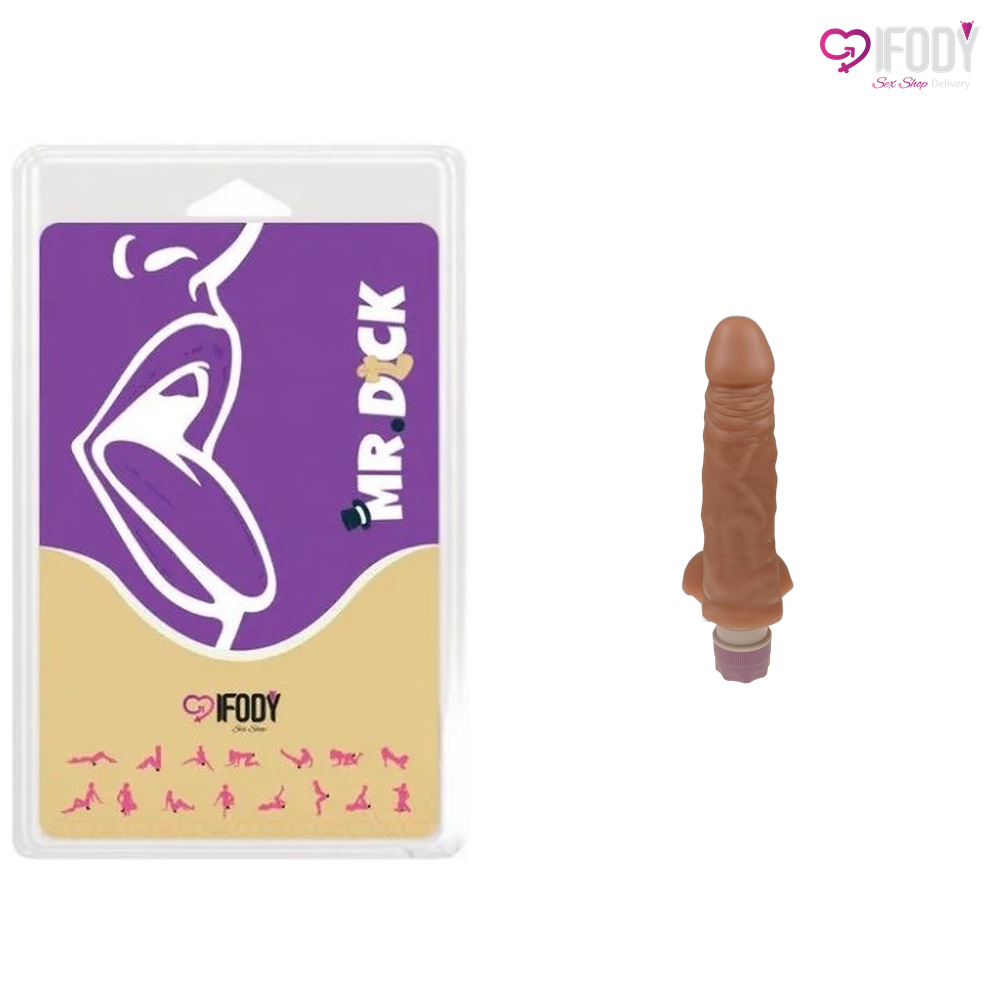 Pênis de Borracha 17,5x4cm - Vibro Interno Recarregável 10 Vibrações - Mr. Dick — foto 1