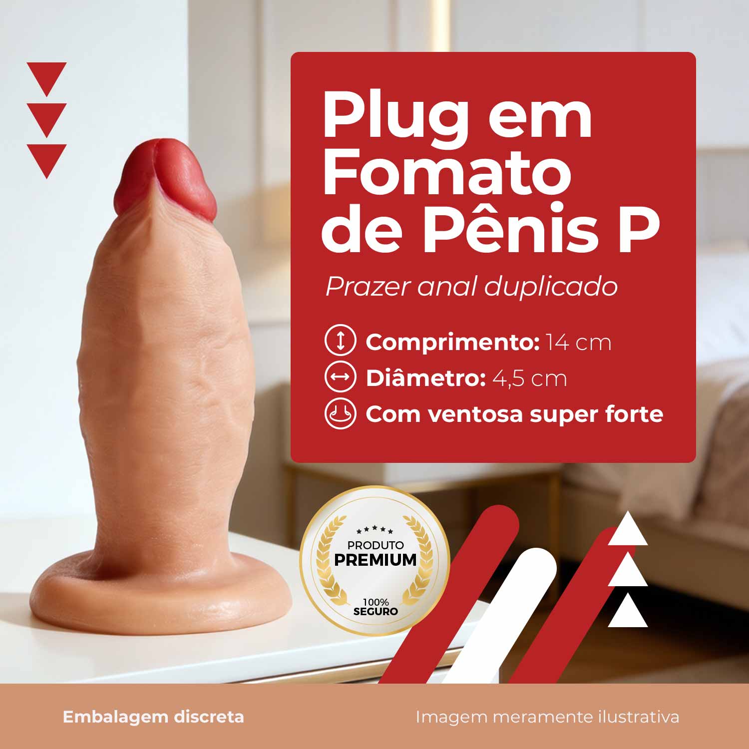 Plug Anal Realista Pequeno 14x4,5cm com Ventosa Forte (ADAO127) — foto 3